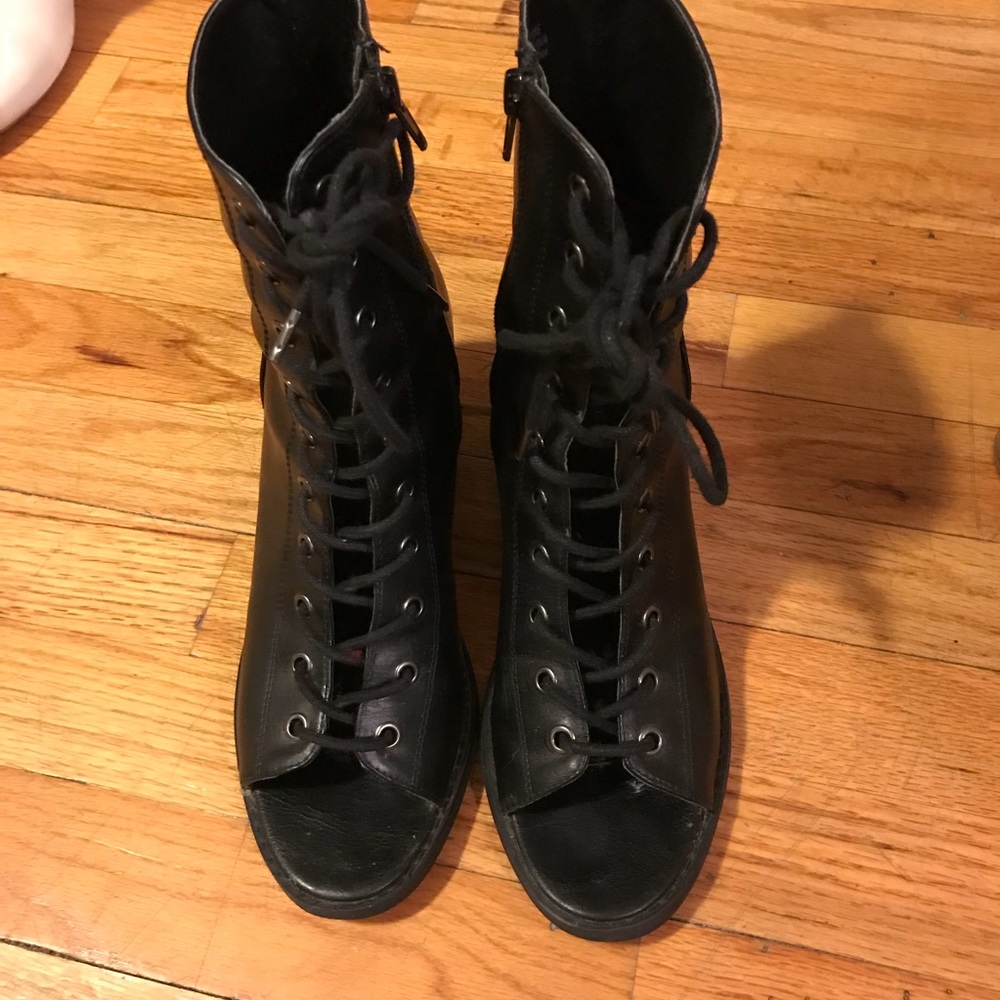 Faux leather lace up sandal boots